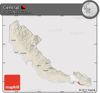 Shaded Relief Map of Central, cropped outside