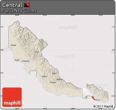 Shaded Relief Map of Central, cropped outside