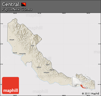Shaded Relief Map of Central, cropped outside