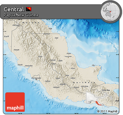 Shaded Relief Map of Central