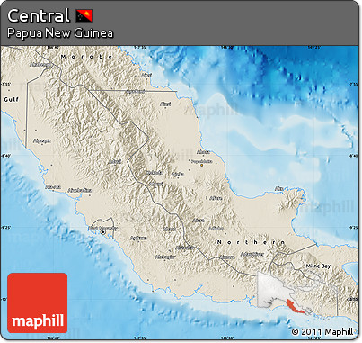 Shaded Relief Map of Central