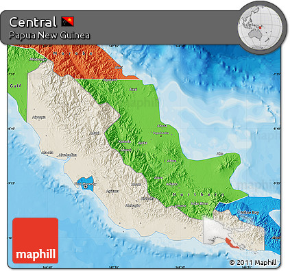 Shaded Relief Map of Central, political outside