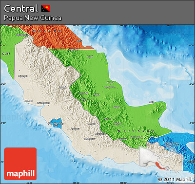 Shaded Relief Map of Central, political outside
