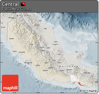 Shaded Relief Map of Central, semi-desaturated