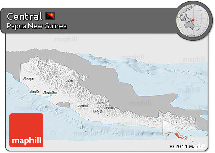Gray Panoramic Map of Central, single color outside