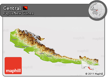 Physical Panoramic Map of Central, cropped outside