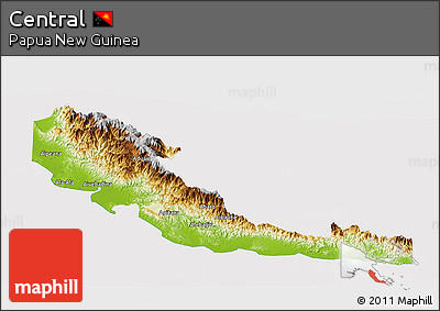 Physical Panoramic Map of Central, cropped outside