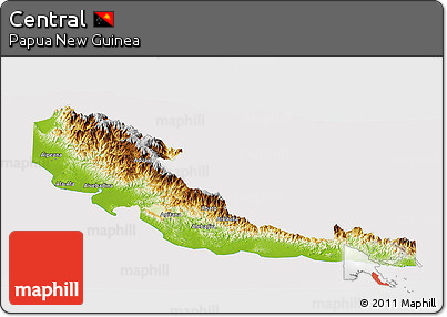 Physical Panoramic Map of Central, cropped outside