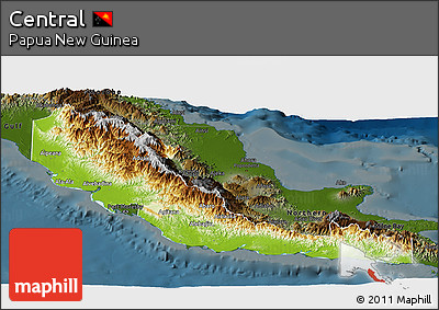 Physical Panoramic Map of Central, darken