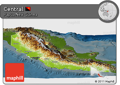 Physical Panoramic Map of Central, darken