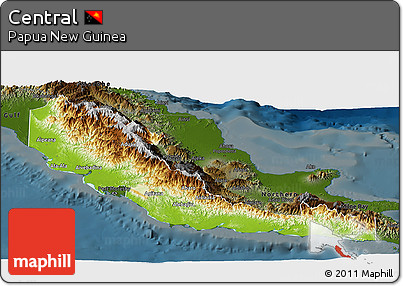 Physical Panoramic Map of Central, darken
