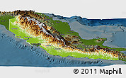 Physical Panoramic Map of Central, darken