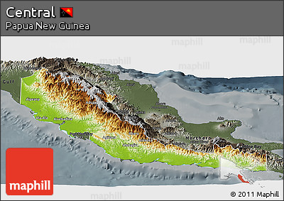 Physical Panoramic Map of Central, darken, semi-desaturated