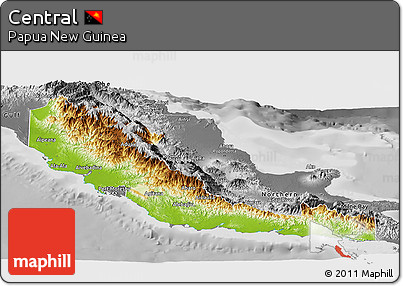 Physical Panoramic Map of Central, desaturated