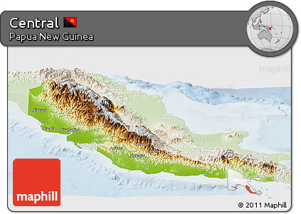 Physical Panoramic Map of Central, lighten