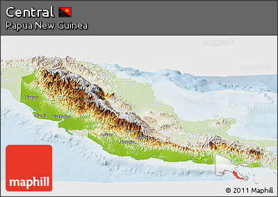 Physical Panoramic Map of Central, lighten