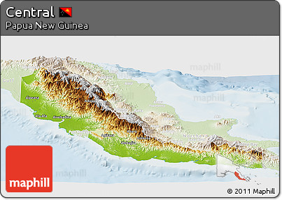 Physical Panoramic Map of Central, lighten
