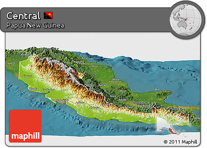 Physical Panoramic Map of Central, satellite outside
