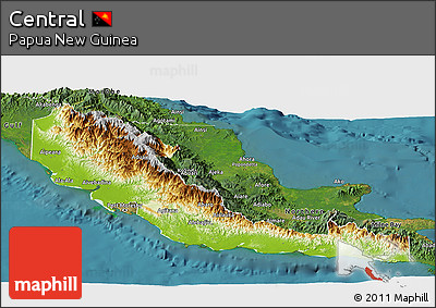 Physical Panoramic Map of Central, satellite outside