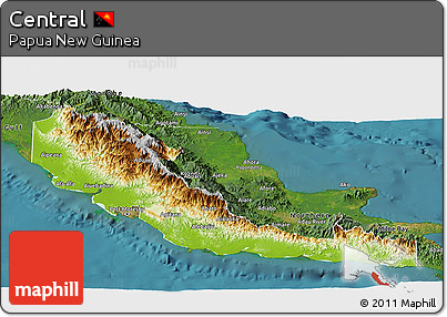 Physical Panoramic Map of Central, satellite outside