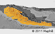 Political Panoramic Map of Central, darken, desaturated