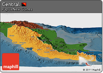Political Panoramic Map of Central, darken