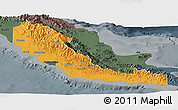 Political Panoramic Map of Central, darken, semi-desaturated