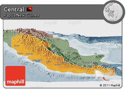 Political Panoramic Map of Central, semi-desaturated