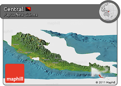 Satellite Panoramic Map of Central, single color outside