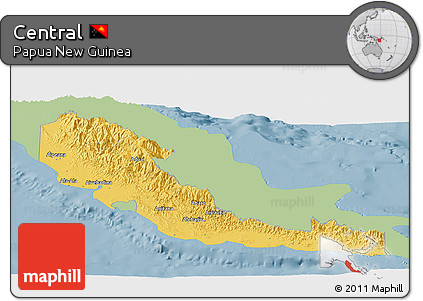 Savanna Style Panoramic Map of Central, single color outside