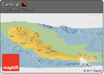 Savanna Style Panoramic Map of Central, single color outside