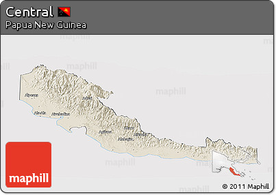 Shaded Relief Panoramic Map of Central, cropped outside
