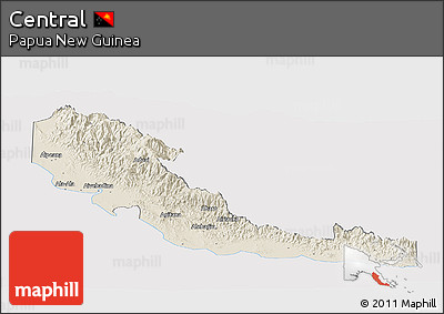 Shaded Relief Panoramic Map of Central, cropped outside