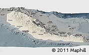 Shaded Relief Panoramic Map of Central, darken, semi-desaturated