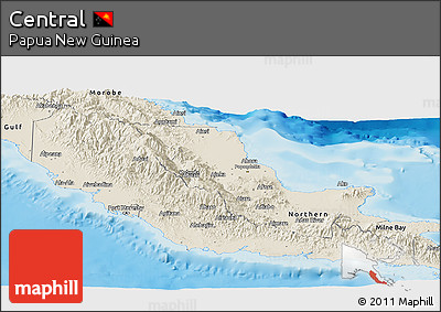 Shaded Relief Panoramic Map of Central