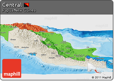Shaded Relief Panoramic Map of Central, political outside