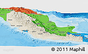 Shaded Relief Panoramic Map of Central, political outside