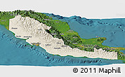 Shaded Relief Panoramic Map of Central, satellite outside