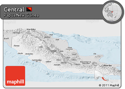 Silver Style Panoramic Map of Central