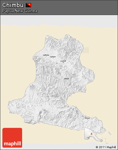 Classic Style 3D Map of Chimbu, single color outside