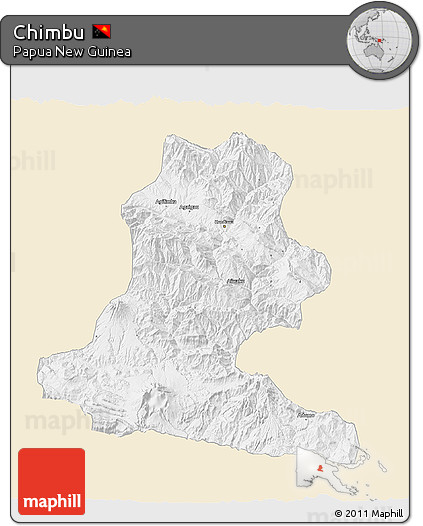 Classic Style 3D Map of Chimbu, single color outside