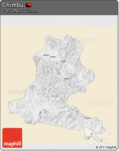 Classic Style 3D Map of Chimbu, single color outside