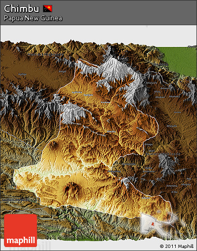 Physical 3D Map of Chimbu, darken