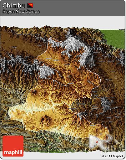 Physical 3D Map of Chimbu, darken