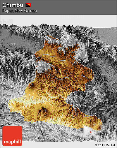 Physical 3D Map of Chimbu, desaturated