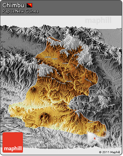 Physical 3D Map of Chimbu, desaturated