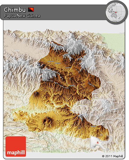 Physical 3D Map of Chimbu, lighten