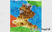 Physical 3D Map of Chimbu, political outside