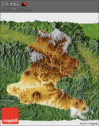 Physical 3D Map of Chimbu, satellite outside