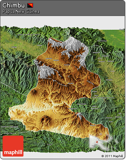 Physical 3D Map of Chimbu, satellite outside